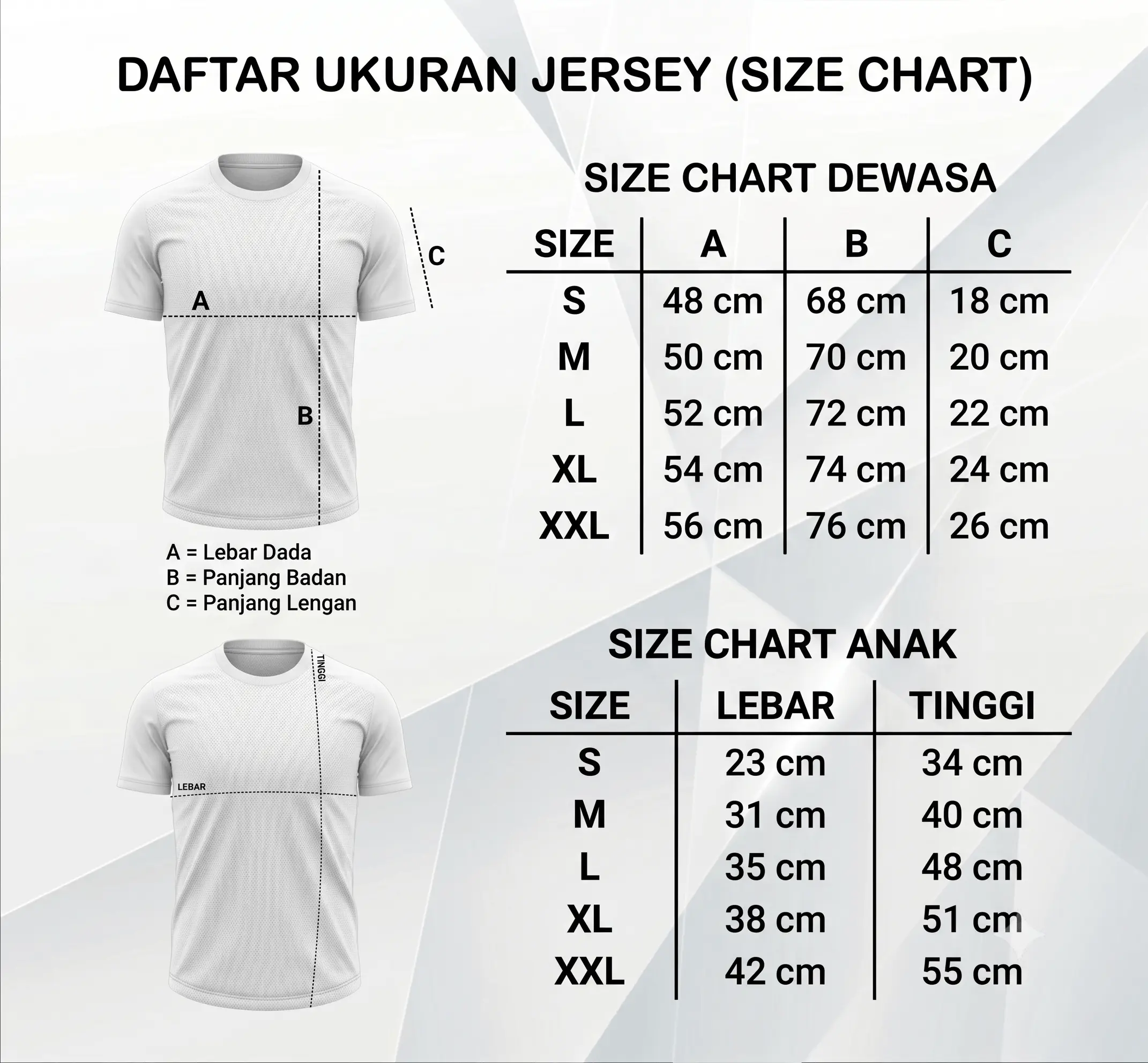 Size Chart Jersey